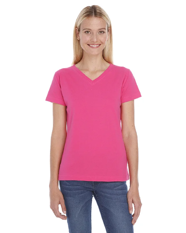 LAT L-3587 Ladies' Premium Jersey V-Neck T-Shirt